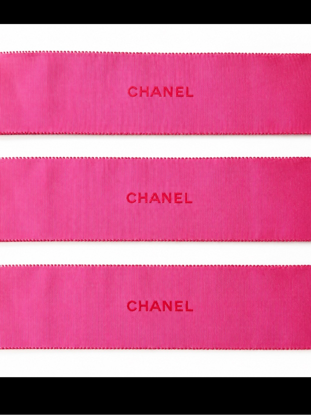 CHANEL Pink Belly Bands Packaging Wraps Set of 3 Gift Box Ribbons Authentic